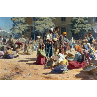 РЕПРОДУКЦИИ НА КАРТИНИ Цигани продават сита на софийския пазар (1904)